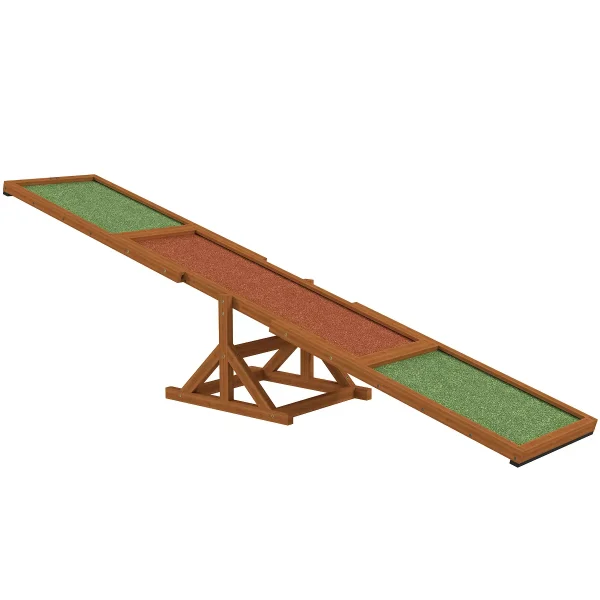 PawHut Wooden Dog Agility Seesaw for Training and Exercise, Platform Equipment Run Game Toy Weather Resistant Pet Supplies