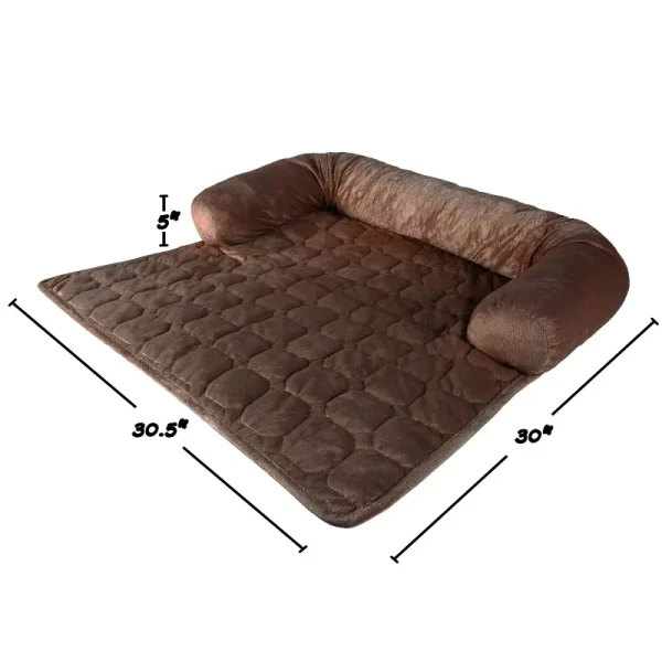 30x30.5 Water-Resistant Pet Furniture Protector with Memory Foam Bolster and Quilted Fabric - Image 2