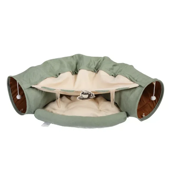 DOMETOUR Cat Tunnel Bed with Hanging Toys Cats Toy for Indoor